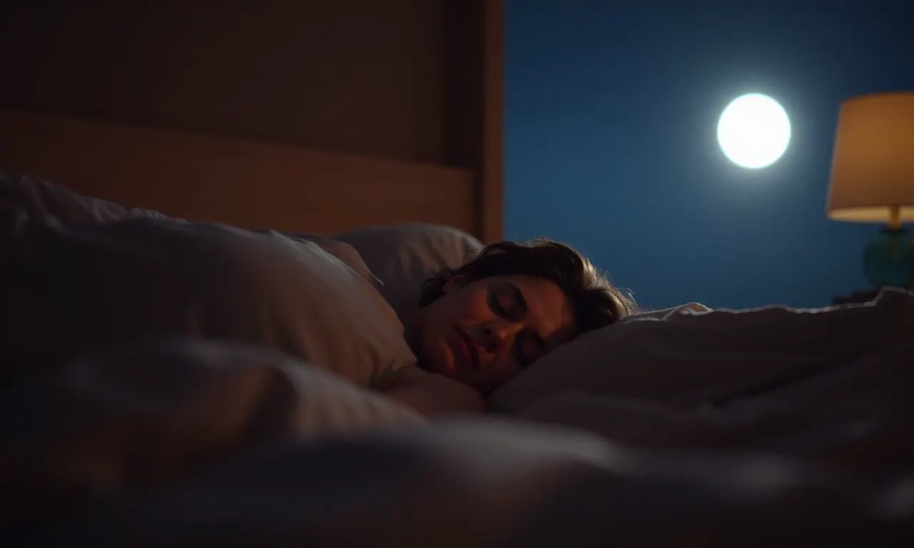 Pessoa dormindo tranquilamente em uma cama aconchegante à noite